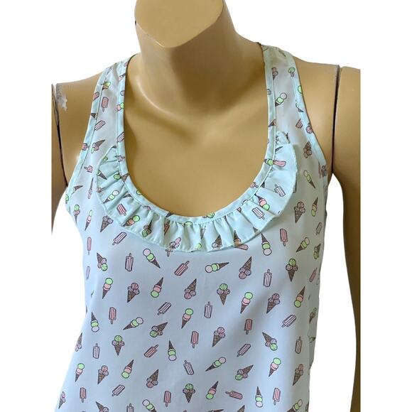 CANDIES Womens Size XS Sleeveless Ruffled Ice Cream Cone Print Tank Top Shirt - Picture 5 of 9